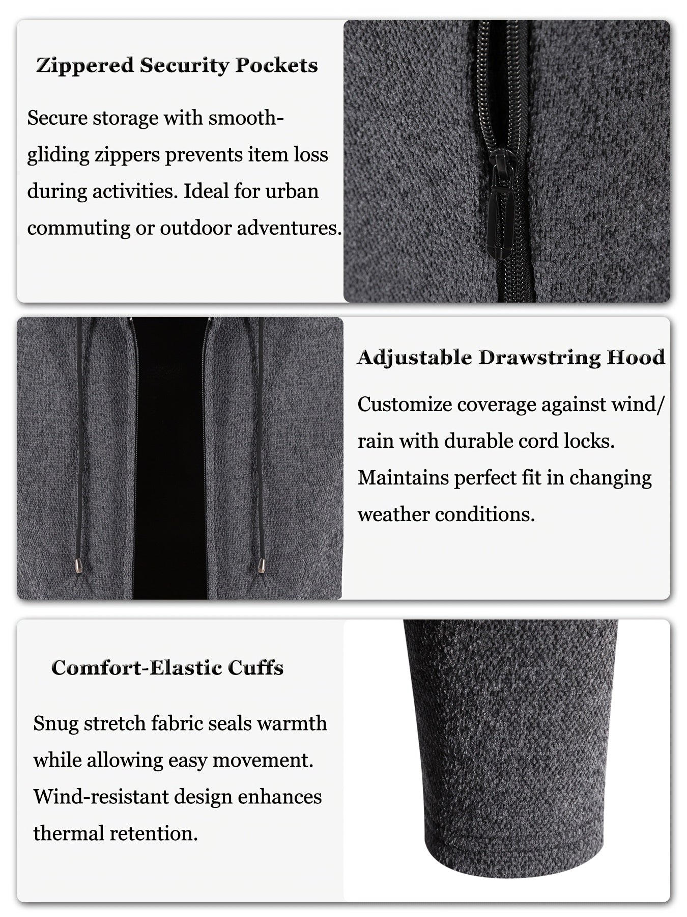 Men's Casual Hoodie, Hooded Mid Length Coat, Lined Zip Up Hoodie, Stylish Slim Fit Hoodie with Pockets, Suitable for Daily Wear, Outdoor Activities And Street
