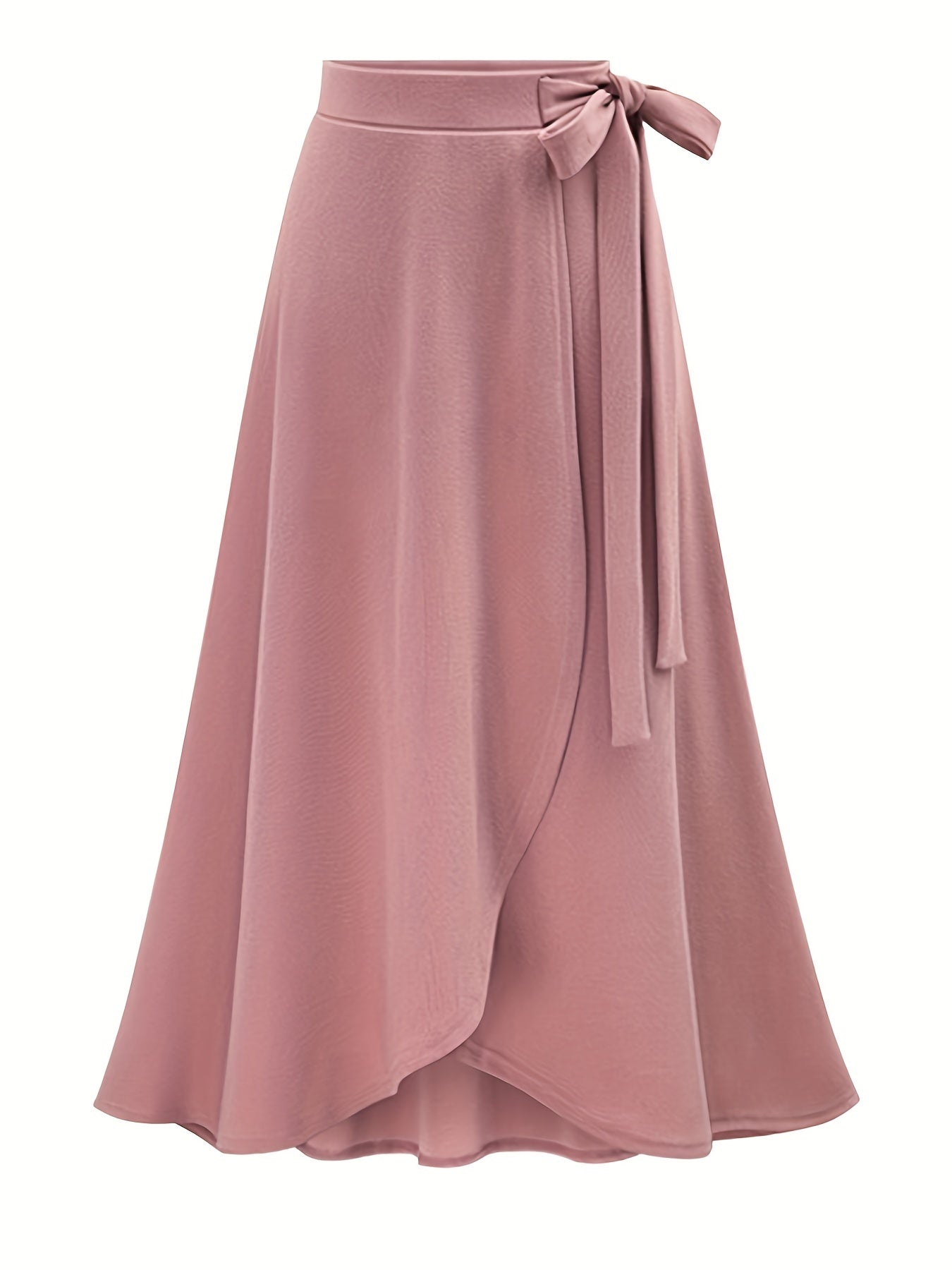 Women's Autumn New High-Waist Irregular Split Skirt with Lining, Mid-Length 2-in-1 Tie Dress