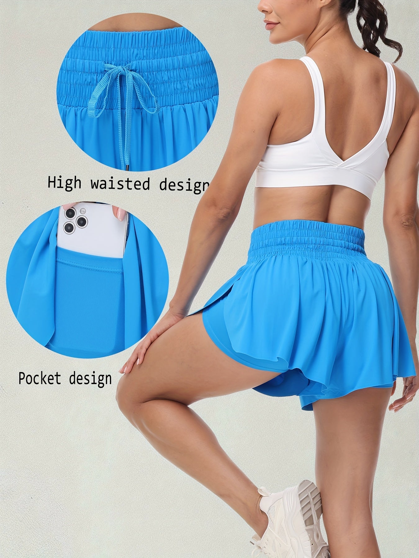 Women's Black+pink+white Ruffle High-Waist Shorts - product view 25