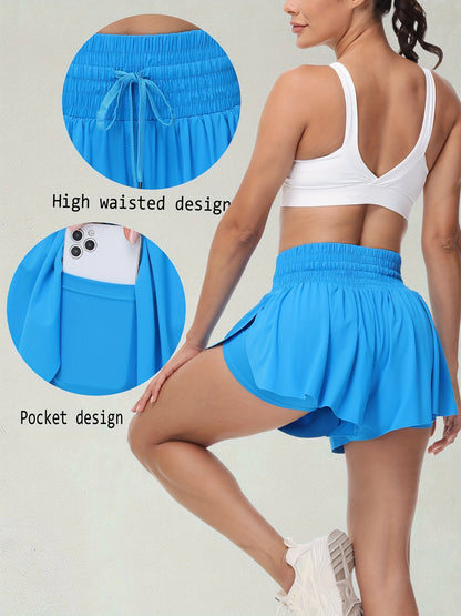 Women's Black+pink+white Ruffle High-Waist Shorts - product view 25