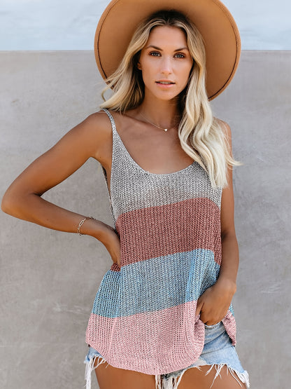 Womens Knit Tank Tops Summer Flowy Casual Loose Fit Sleeveless Sling Sweaters 2024