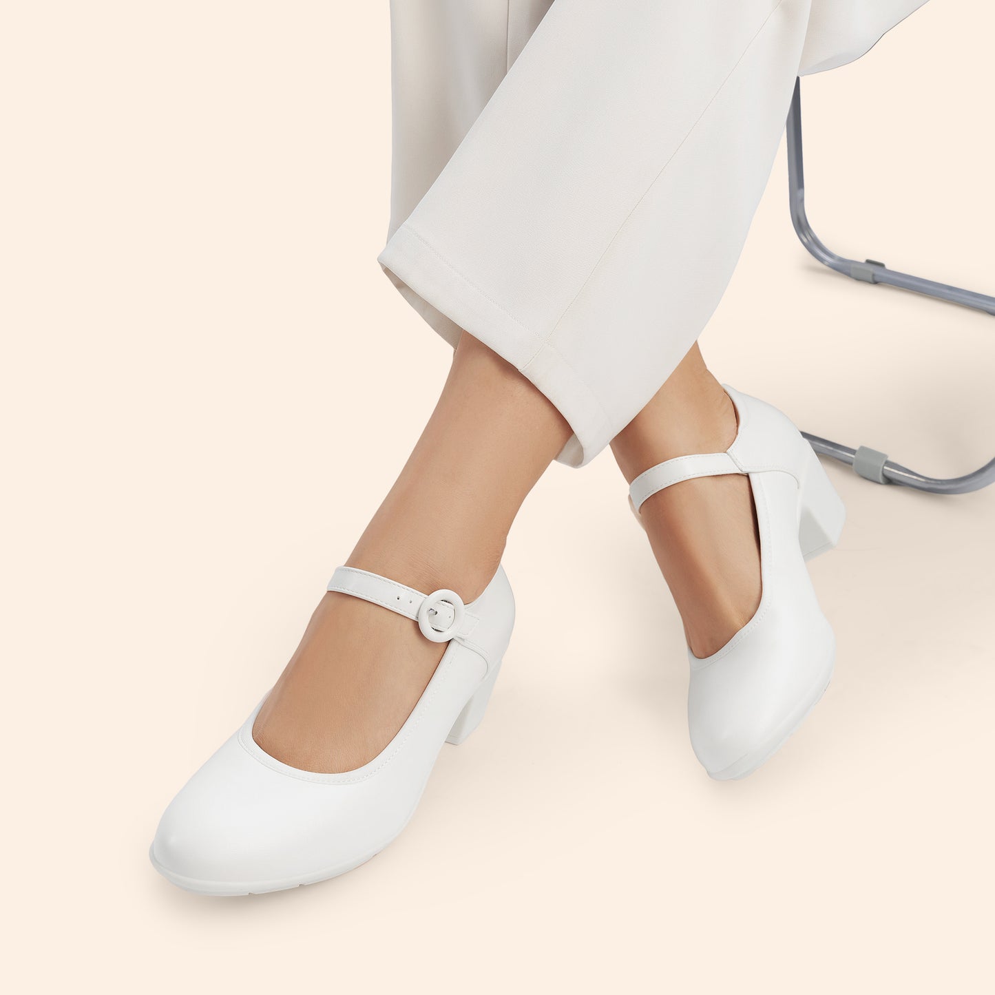 Women's Pumps Low Chunky Mary Jane Heels Closed Toe Comfortable Work Dress Shoes