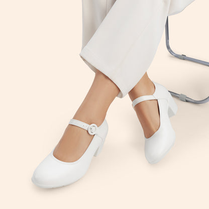 Women's Pumps Low Chunky Mary Jane Heels Closed Toe Comfortable Work Dress Shoes