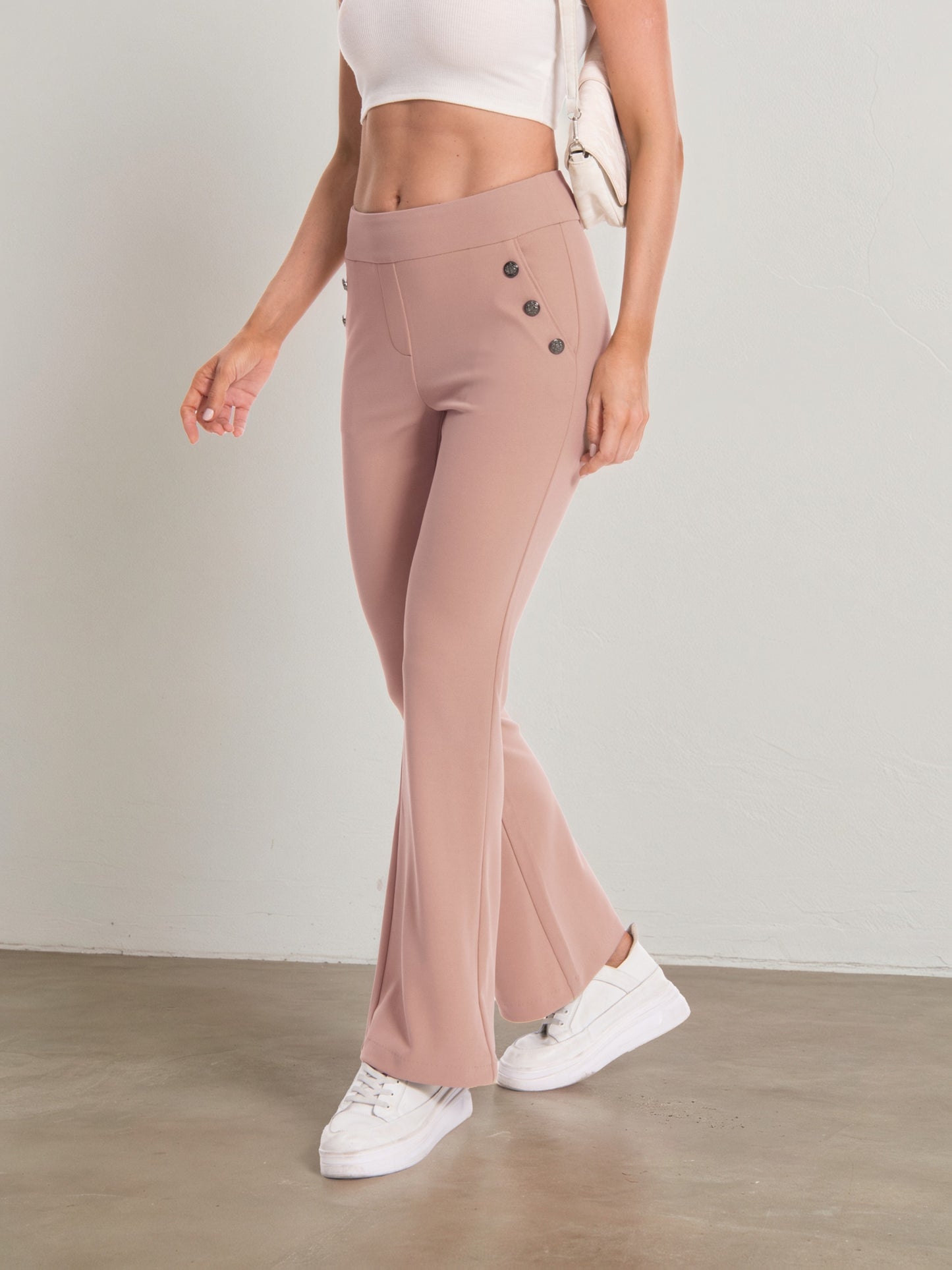 Casual Flare Pants With Sailor Button
