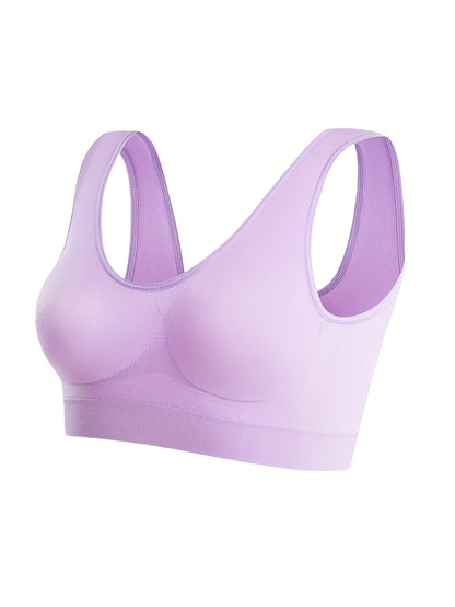 7 Solid Seamless Sports Bras, Comfortable And Breathable Bras, Women's Underwear And Vests