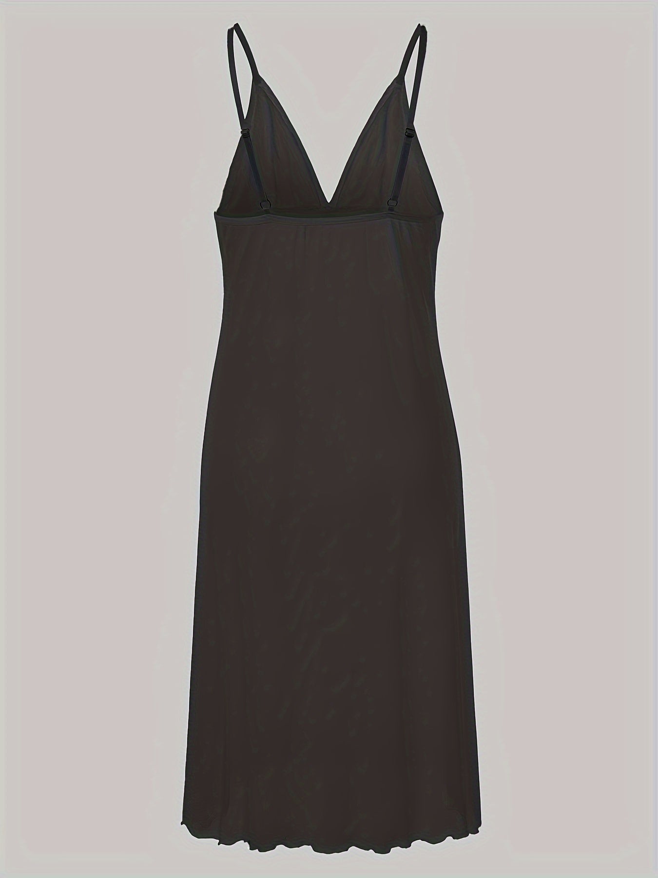 Women'S Sexy Black Spaghetti Suspender Dress - Semi-Sheer Mesh with Lace Trim & Bow Accents, Soft Stretchy Comfort Fit, Bohemian Evening Party Dress for Women, Semiformal Attire