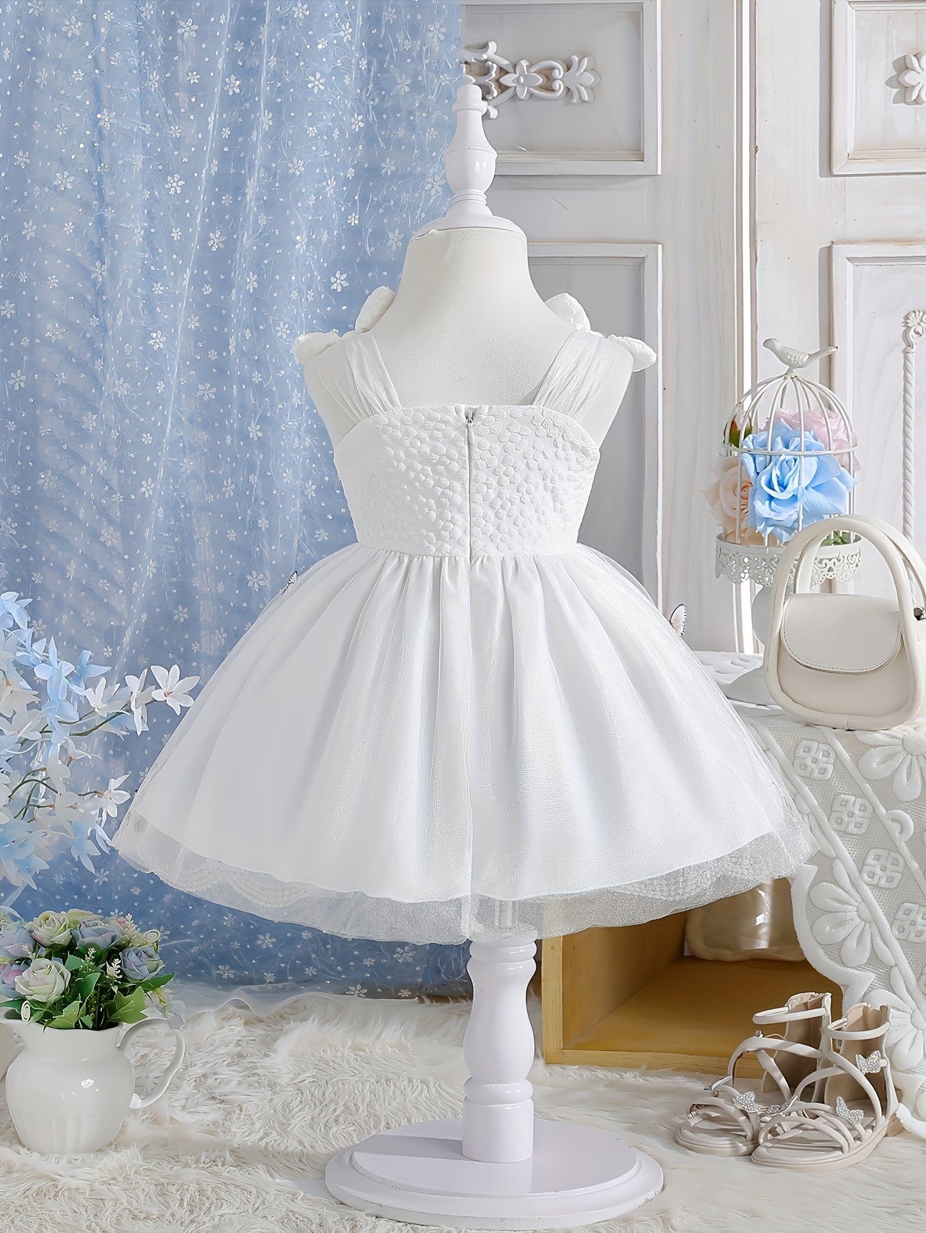 Baby Girl Clothing - School Season Gift - Baby Girl Summer Little Princess Butterfly Net- Elegant And Sweet Adorable Flower Girl Princess Dress, Suitable for Festivals And School Wear. Valentine'S Day Gift. Baby Girl Birthday Gift