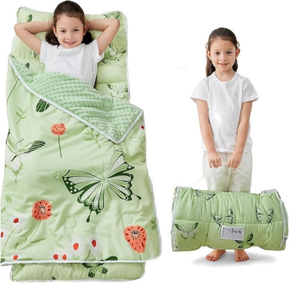 Toddler Nap Mat - Rolled Pillow and Blanket Set