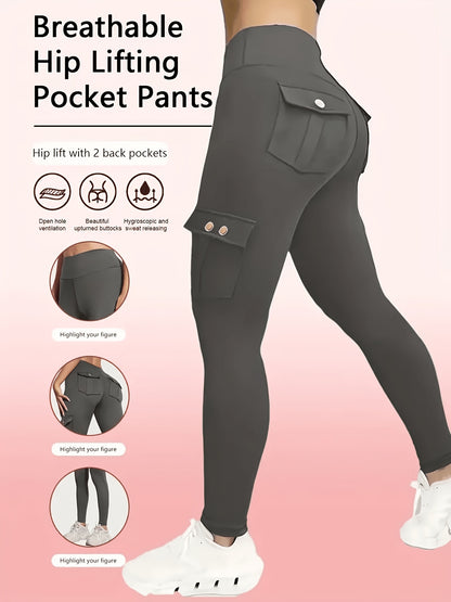 One-piece - Four-season Style Women'S Fashionable Work Pants With Pockets, Flares The Hips And Slims The Figure. Suitable For, Outdoor Leisure. Multi-pocket Ankle-length Pants, Casual Women'S Wear, Summer Women'S Wear. Available In Five Colors