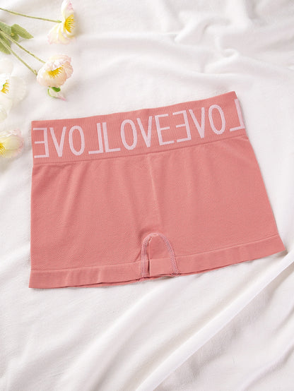 6pcs Ladies Seamless Breathable Hip Lifting Christmas Boxer Pants English Multi-color High Waist Elegant Super Elastic Quadrangle Panties