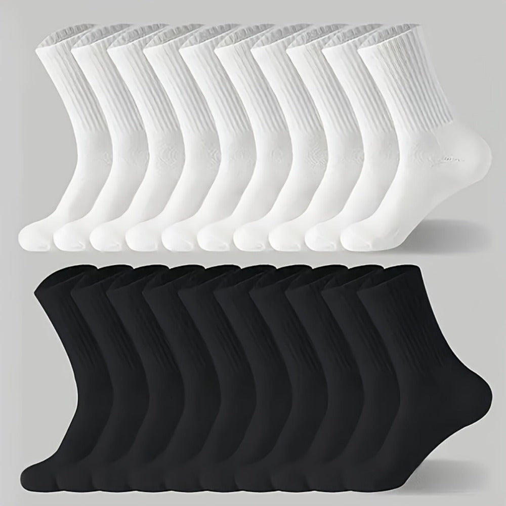 Unisex Athletic Crew Socks - 10-Pair Pack