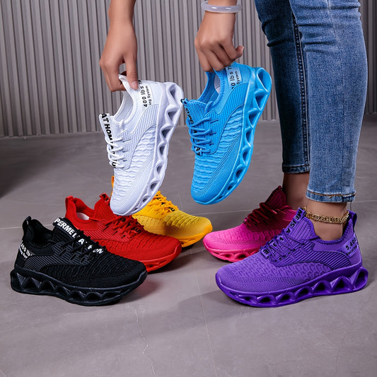 Sneakers, Women's Breathable Running Shoes with Stability Pronation, Solid Color, All-Season, EVA Sole, Fabric Upper, and Normal Support