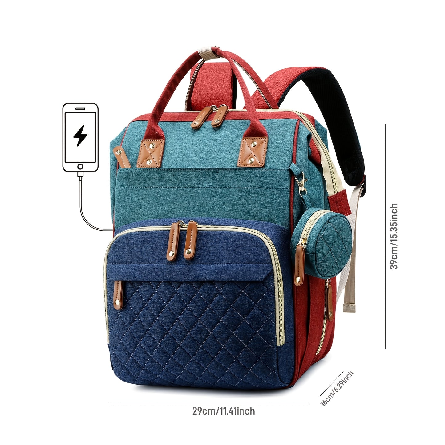 Women'S Diaper Bag Backpack with Large Capacity, Heat Insulation, Multifunctional Nylon Material, Hand Washable for Mother'S Outdoor Use