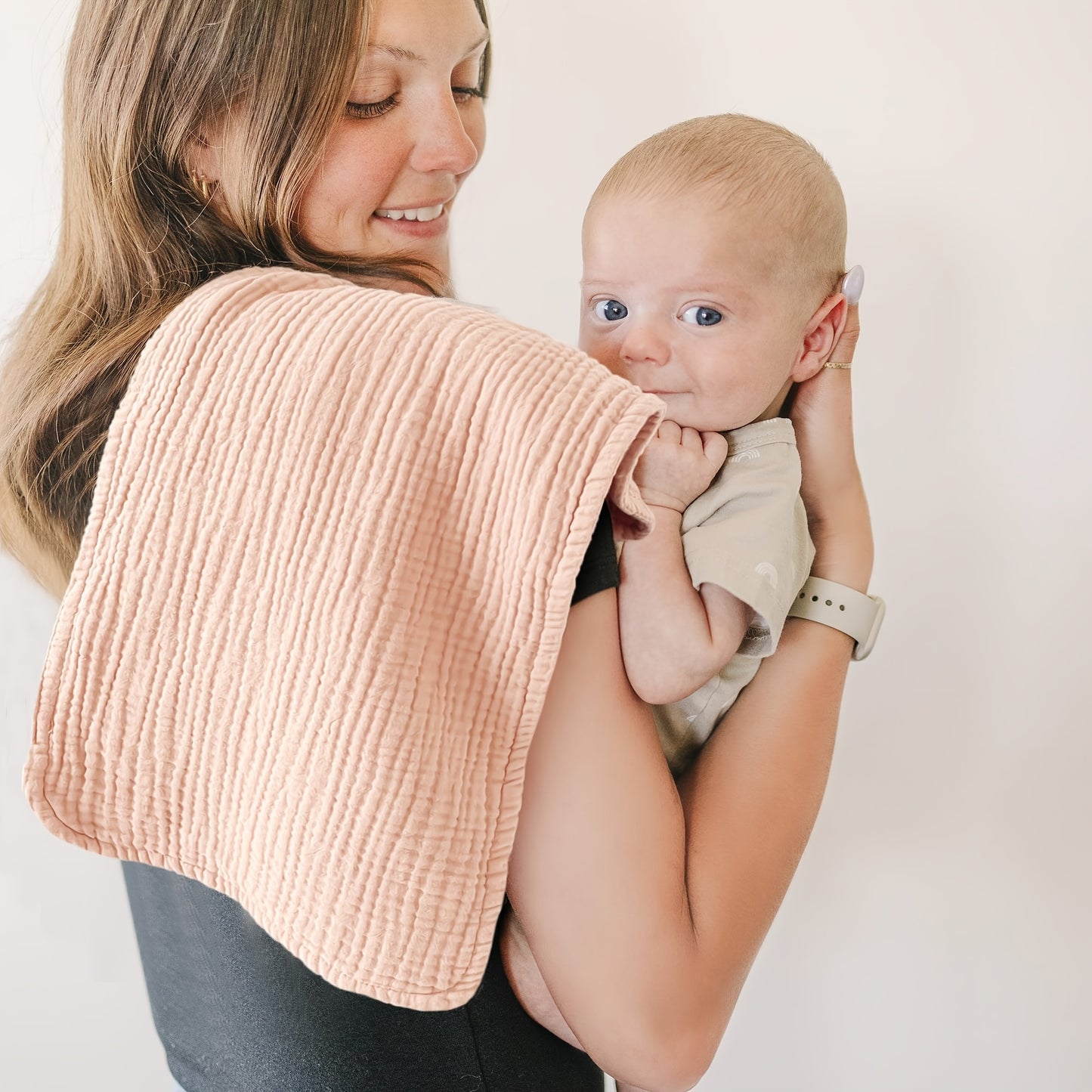 6 Pack Muslin Baby Burp Cloths | 12" x 20" Soft Absorbent 100% Burping Clothes for Newborns, Baby Boys and Girls, Unisex | Hand Wash Only, Mixed Color, Knitted by LINNO