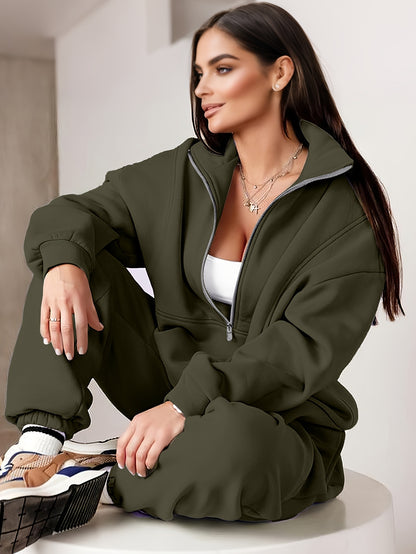 A Set of Autumn And Winter European And American Women'S Two-Piece Suits, Sweatshirts, Trousers, Fleece Sports, Street Fashion And Casual Suits