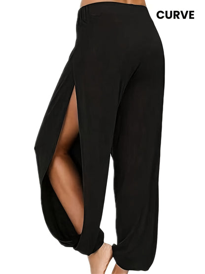 Introducing a New 4pcs Women'S Set Available in Four Distinct Colors. These High-Waisted, Elastic Bootcut Pants Feature a Stylish High-Split Design, Making Them Perfect for Spring, Summer, And Fall. They Are Breathable, Comfortable