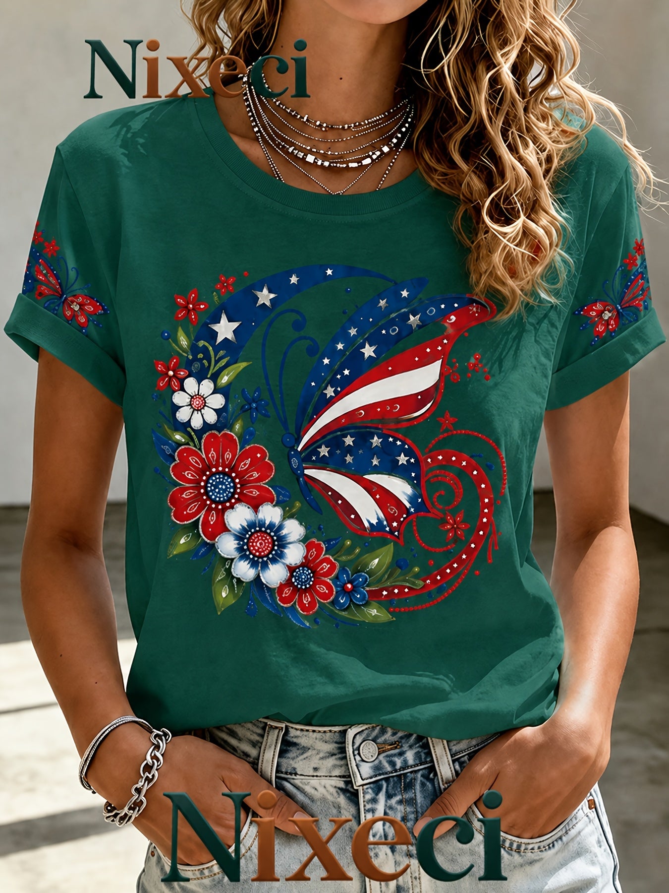 Nixeci Men'S Vintage Graphic T-Shirt, 1pc Shipping, Casual Crew Neck Short Sleeve Tee, Father'S Day Gift, Independence Day Patriotic Style, Football Game Party Outfit