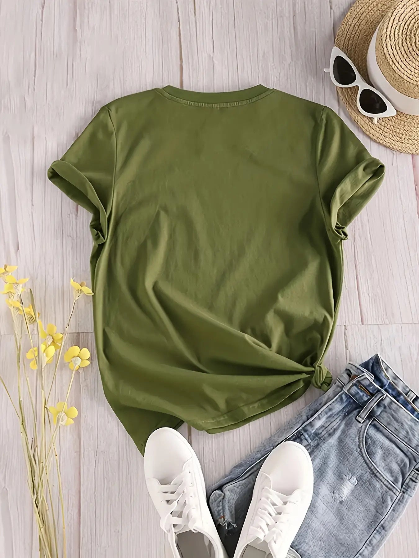 Women's Apricot Polyester Printed Short-Sleeve T-Shirt - product view 6