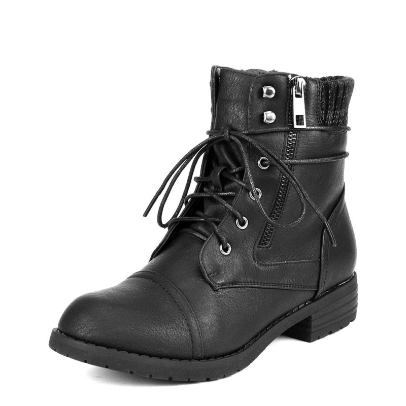 Women's Lace Up Combat boots Winter Warm Ankle Booties Short Boot