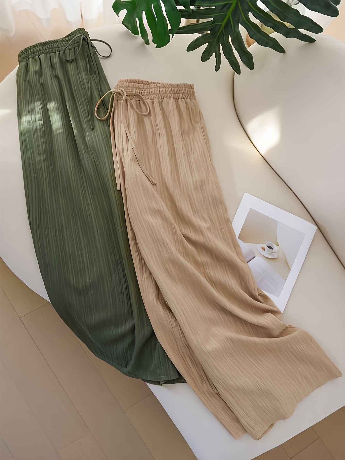 Women's 2pack Black + White Pleated Wide-Leg Pants - product view 19