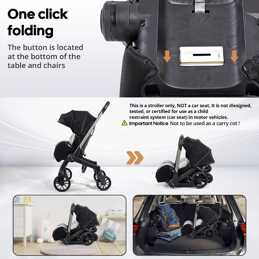 Baby Stroller - Foldable Adjustable Travel Metal