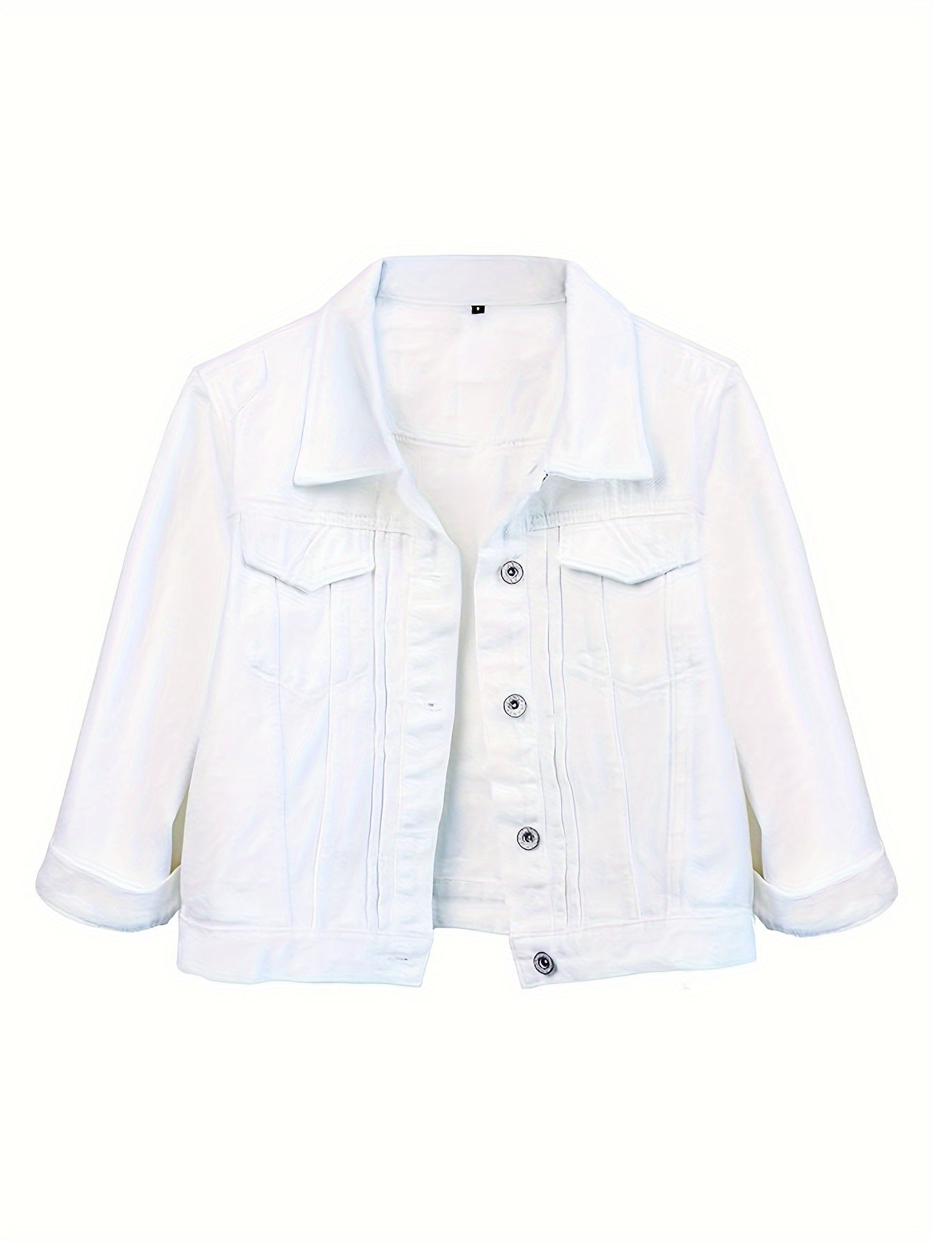 Women'S Vintage Wash Cropped Denim Jacket- Slim Fit Non-See-Through Buttons-Up Coat, Casual Everyday Denim Jacket for Spring/Fall Layering - Perfect for Jeans, Dresses & Skirts, Quality Button Details, Fall Fashion, Durable Fabric, Fall Clothing