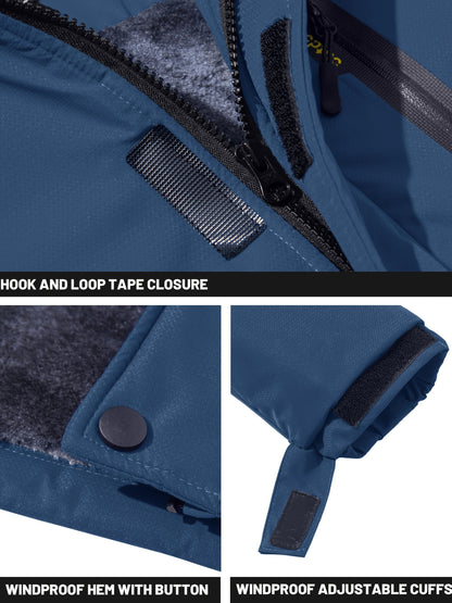Men'S Winter Ski Jackets Warm Fleece Lined Coats Waterproof Windproof Hooded Thermal Outdoor Parka Thick Sport Hiking Jogging Camping Fishing Climbing Traveling Skiing Snowboarding Casual Windbreaker