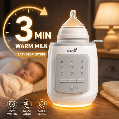 GROWNSY Bottle Warmer Portable, 9 Functional Modes, Water Bath Heating, Can Maintain Nutrition, Heating Only Takes 2-7 Minutes, Built-in Timer, With Night Light, Suitable For Travel Carrying, Daily And Nighttime Feeding.