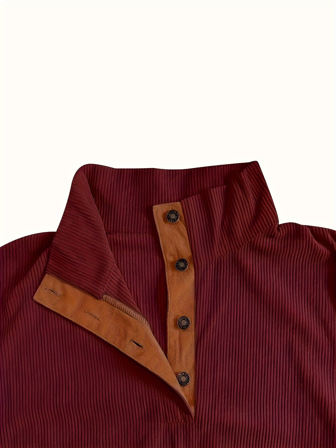 Men'S Autumn And Winter Outdoor Loose Jacket, Corduroy Casual Stand Up Collar, Long Sleeved Button Hoodie, Men'S