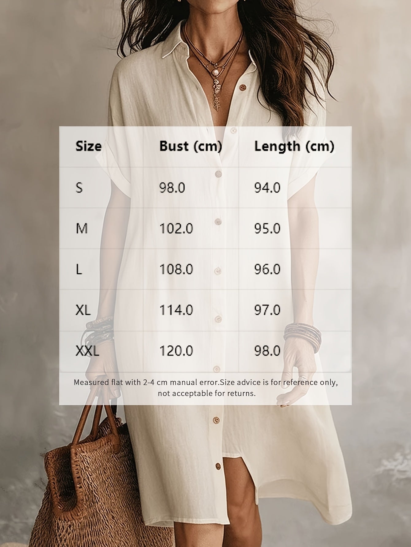 Shirt Dress, Fashionable and Casual, Solid Color, Short Sleeve, Buttoned, Mid-length Dress