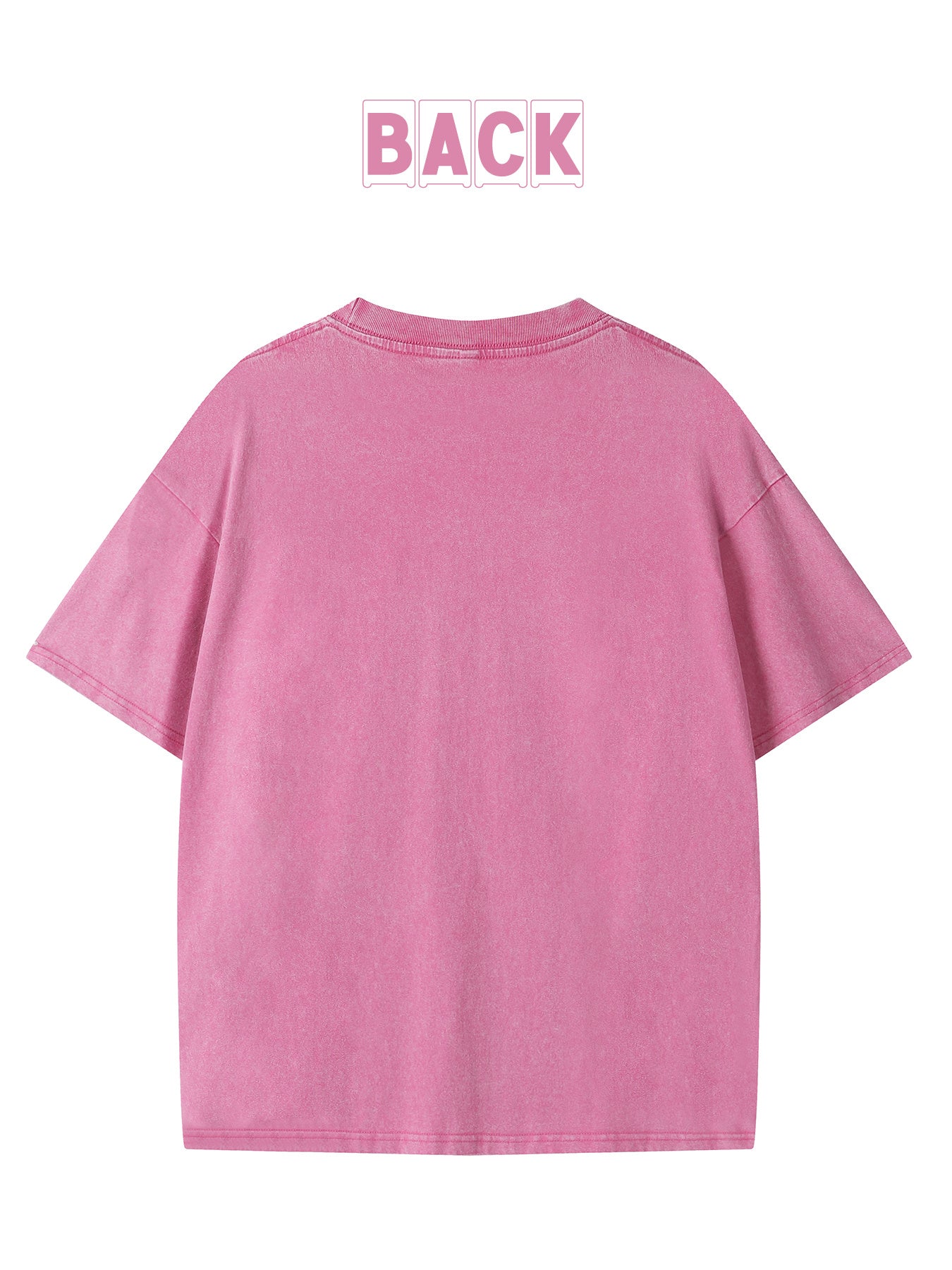 Ladies' American Retro Pink T-shirt 230G Fabric Overstimulated Letter Print Large Casual Washed Short Sleeved Shirt