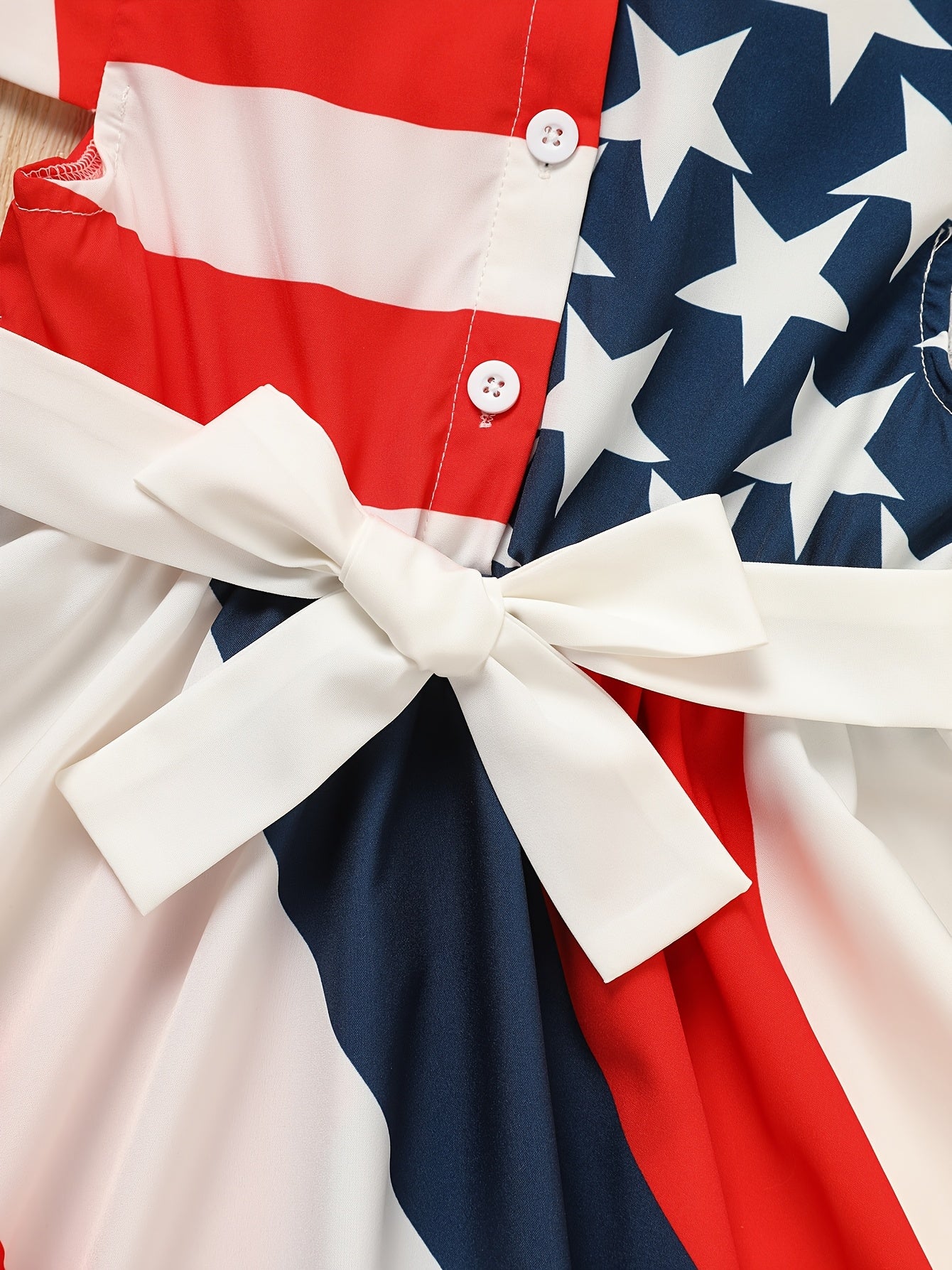 Girls' Independence Day Outfit - Short Sleeve Twirl Dress in Red, White & Blue Stripes And Stars, Ideal for Summer Festivities on The 4Th of July