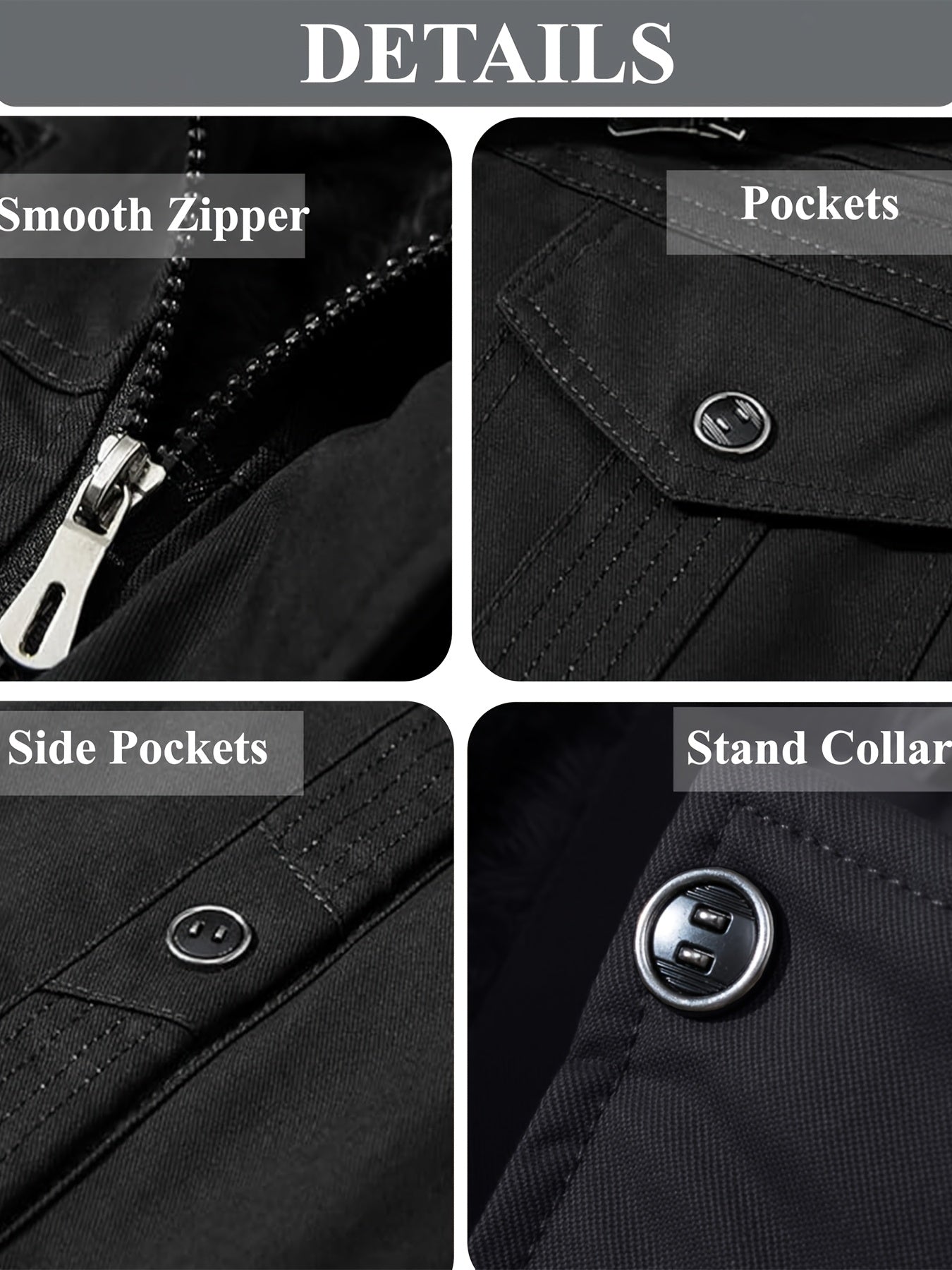 Men's Black Cotton Cargo Jacket - product view 7