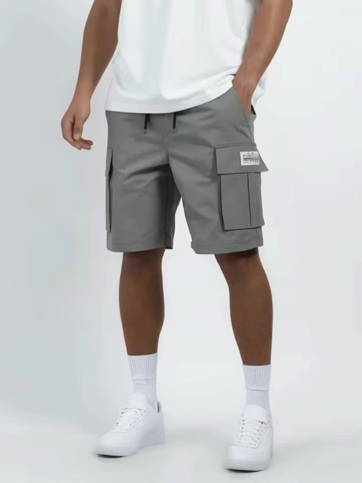 3-Pack Men'S Cargo Shorts, Solid Color Camouflage Series, Casual Athletic Shorts - Multi-Pocket Ripstop, Adjustable Waist (Black, Gray, Khaki) - Outdoor & Travel