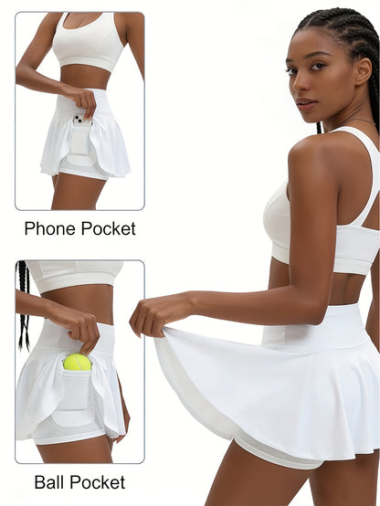 Women's Black White Tibetan Blue Mesh High-Waist Pleated Shorts - product view 15