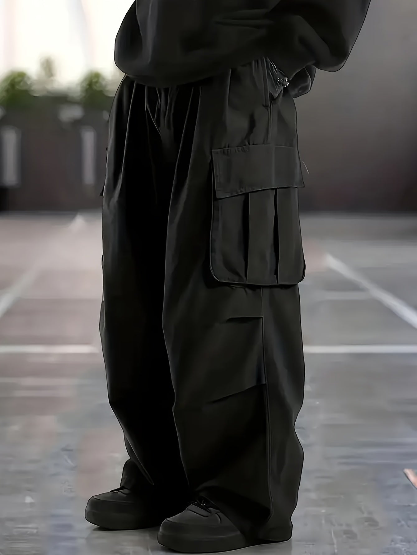 Men'S Plus Size Cargo Trousers - Casual Style for Spring And Autumn, Multi-Pocket Straight Leg Pants for All Seasons with Drawstring, Versatile Fashion, Wide Leg Design, Comfortable Casual Wear | Stylish Cargo Trousers | Comfortable Fit Pants