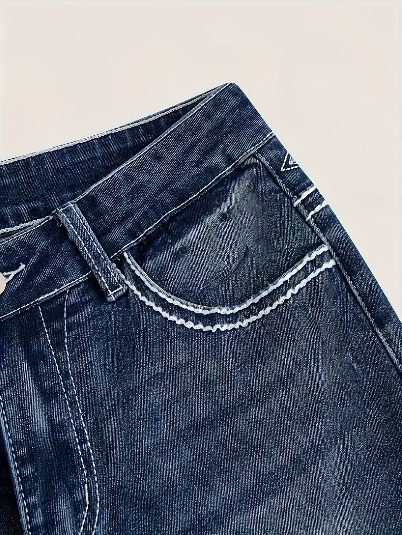 Women'S Vintage Stretch Flare Jeans - Cross Embroidery & Belt Loop Detailing, Slim Fit Elegant Denim for All-Season Wear