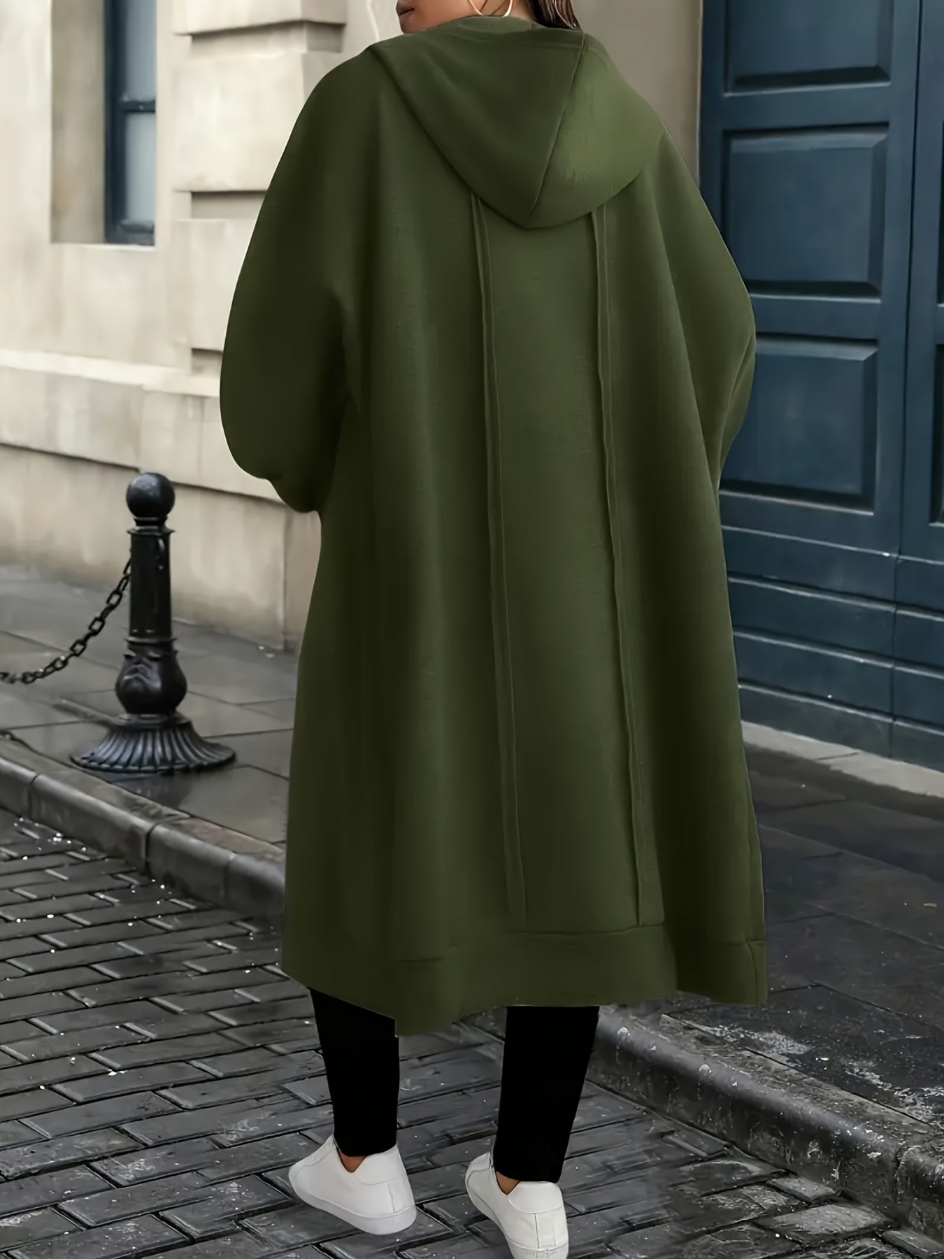 Plus Size - Plus Size - Plus Size Women'S Elegant Hooded Coat - Long Formal to Casual Outerwear, Zipper Closure, All-Season Chic Jacket for Everyday And Special Occasions, Stylish Layering Piece, Sophisticated Design, Durable Construction
