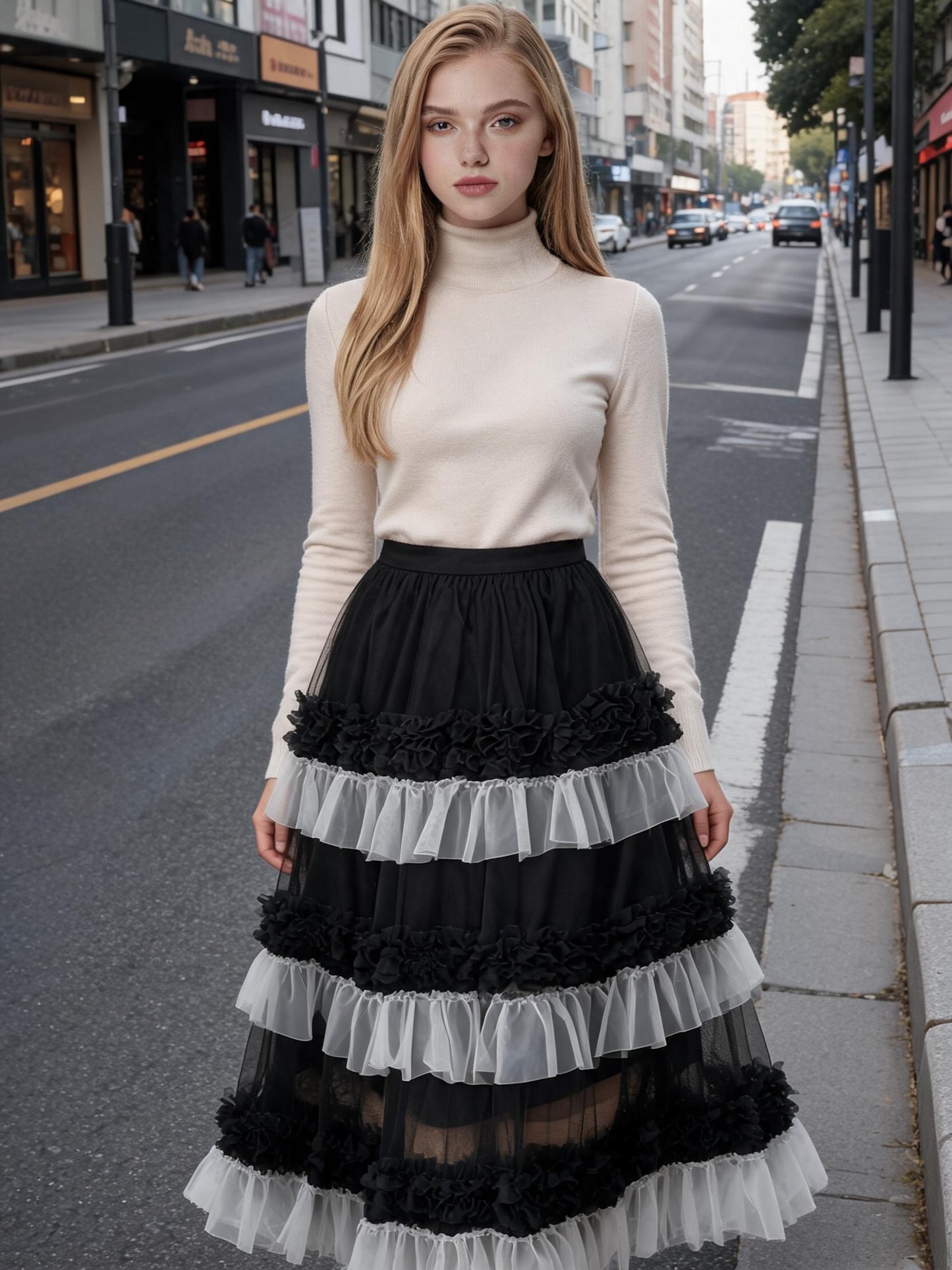 Women'S Tulle Tutu Skirt High-Low Flowy A-Line Ballet Skirt With Elastic Waist, Layered Mesh Fluffy Long Skirt For Beach Party Streetwear Wedding Cake Winter Fashion Outfits