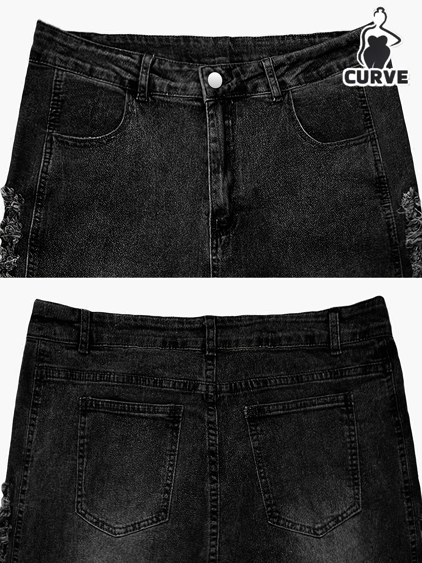 Extra Large Size Blue Jeans | High Waist Elastic Tight Hip Lifting Sexy Pencil Pants, Ripped Details, All-season, Machine Washable, Comfortable Fabric, Fashionable and Casual