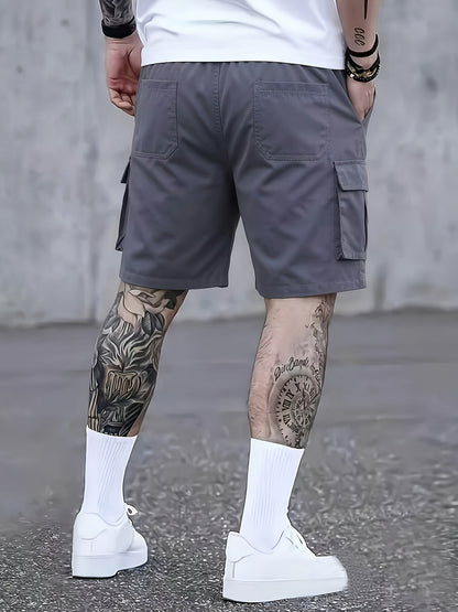 2pcs Men's Cargo Shorts, Multi-Pocket Loose Fit Utility Shorts, Durable Outdoor Hiking Tactical Shorts, Summer Casual Relaxed Fit Work Shorts with Flap Pockets