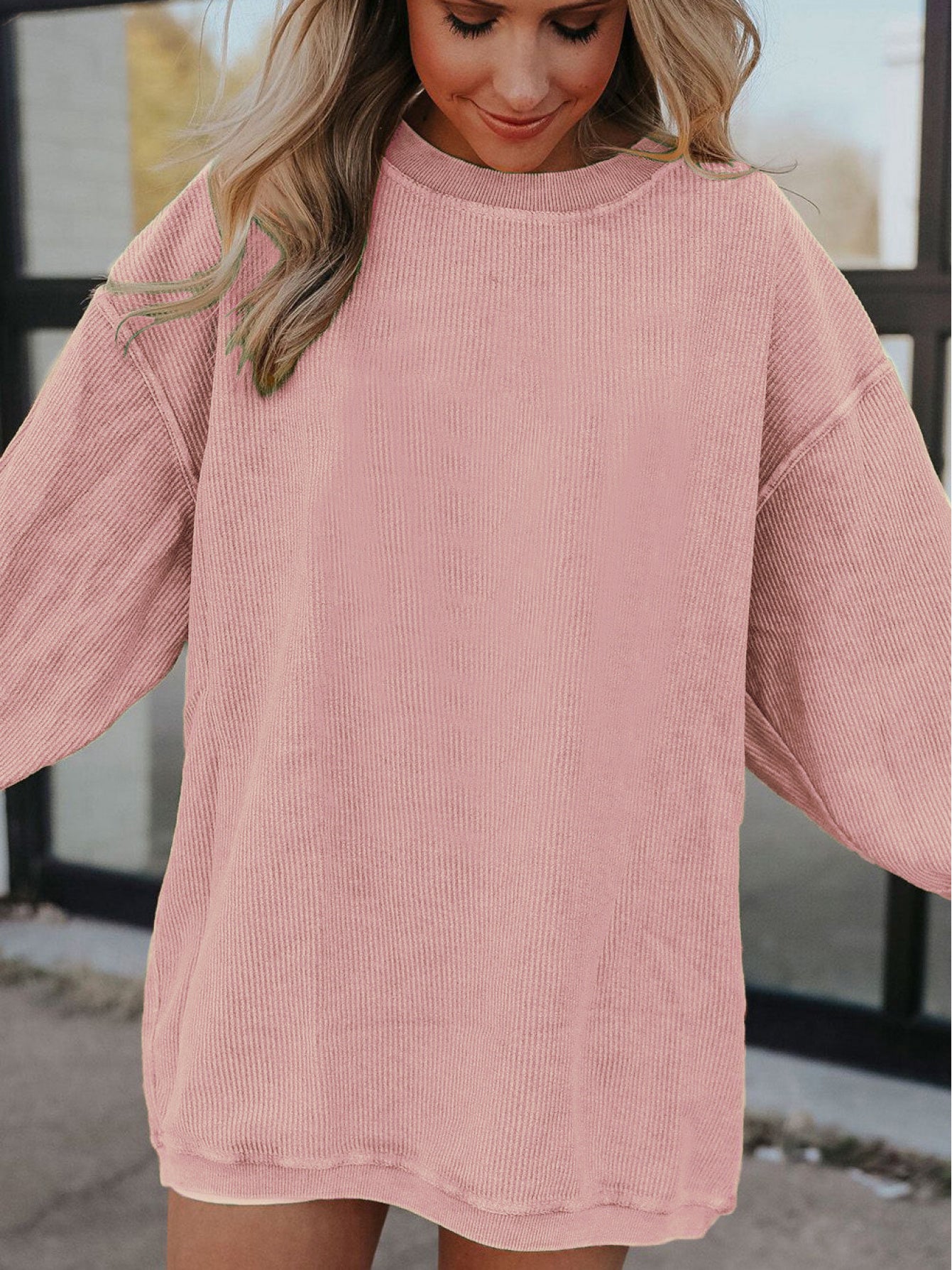 Women's Pink Lace Long-Sleeve Sweatshirt - product view 4
