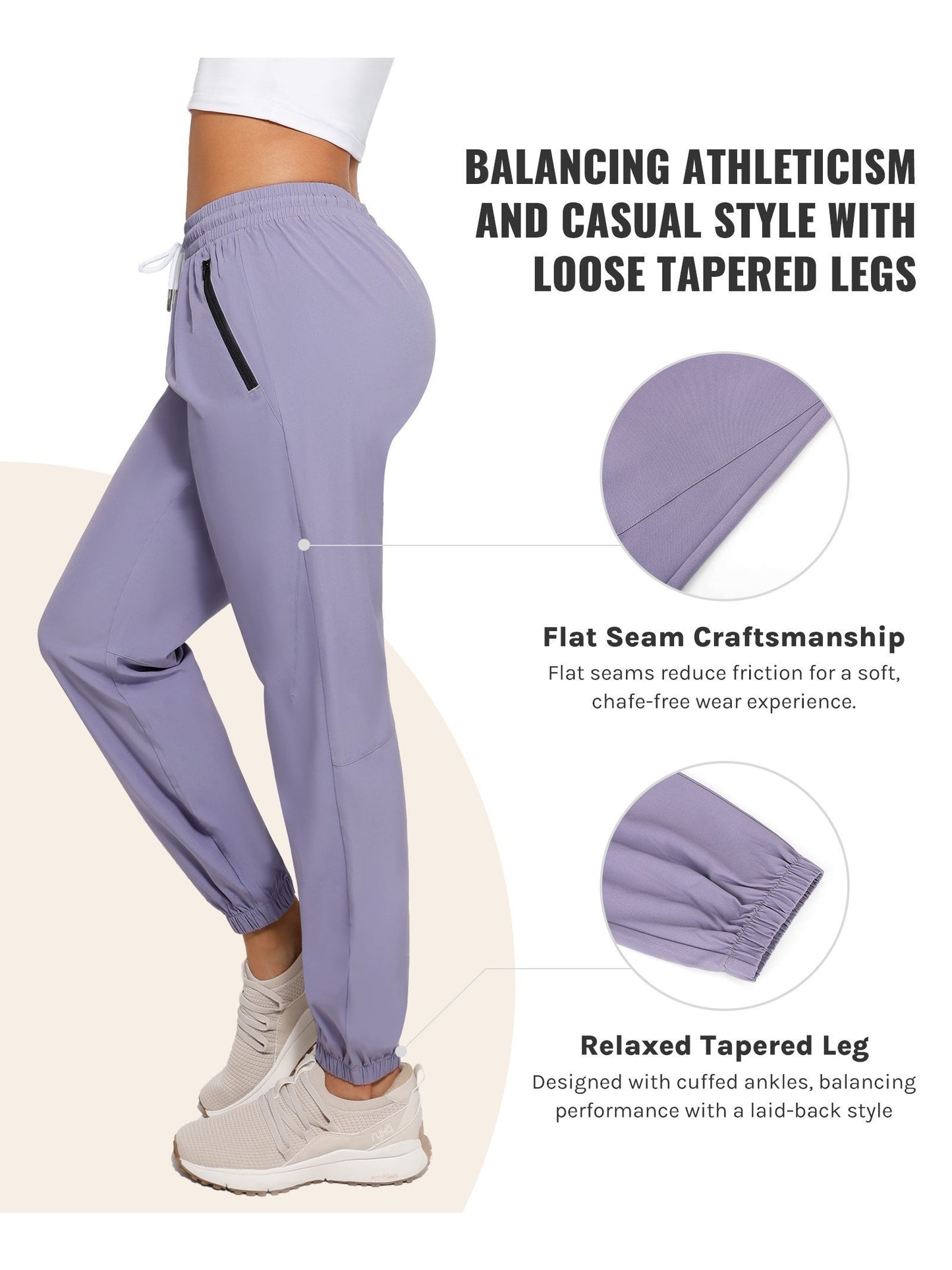 [Three Colors Available]1pc Womens Golf Pants Quick Dry Ultra Light Stretch Pockets Soft Workout Pants for Travel with Inside Drawstrings