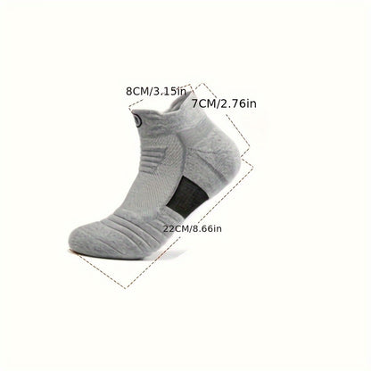 12 Pairs of Men's Thick Towel Fabric Sole Anti-slip and Moisture-absorbing Sports Socks, with Cushioning and Breathable Design, Suitable for Marathons, Outdoor Sports, Casual Wear, Sporty Style, Enhanced Stitching, and an Active Lifestyle