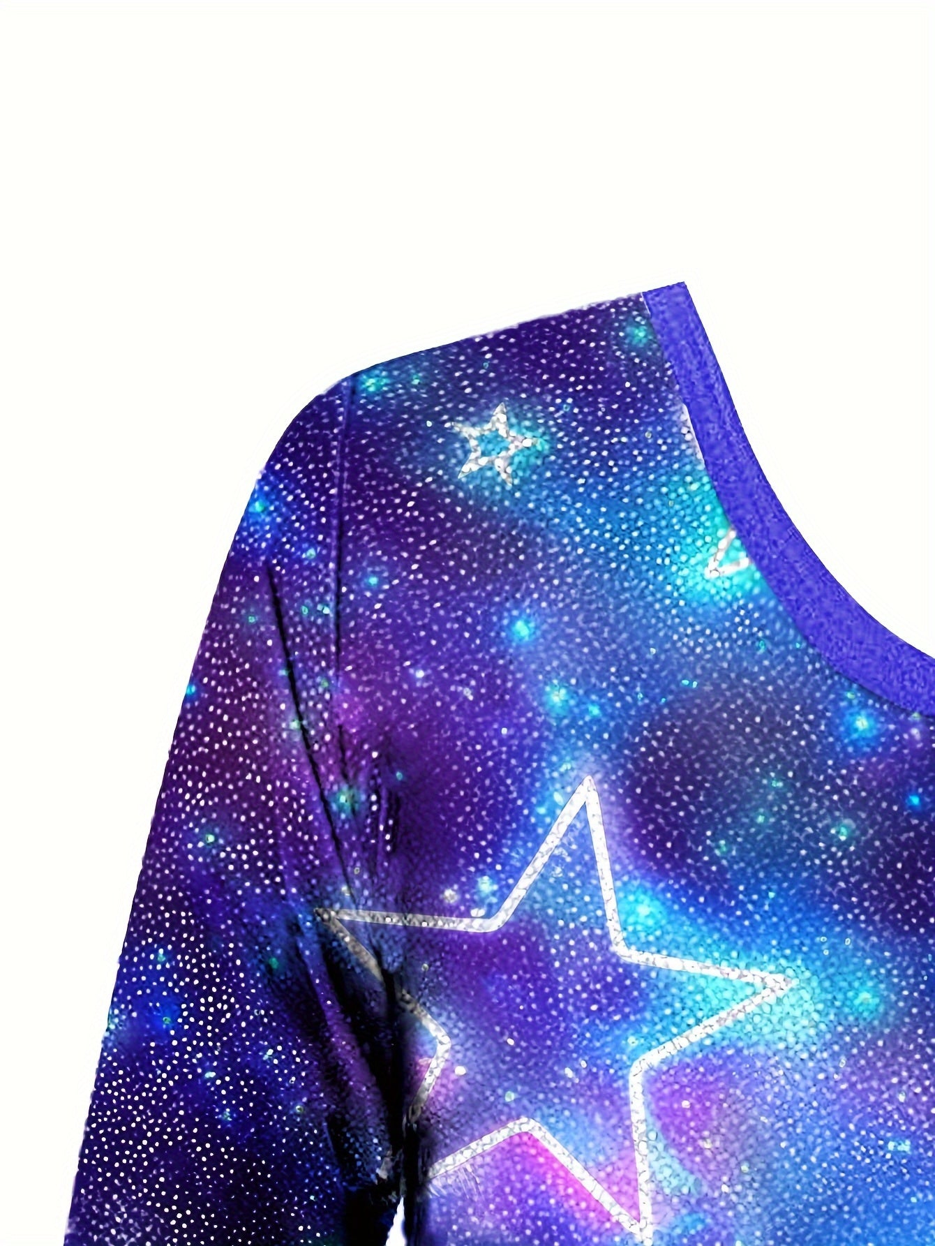Girls' 3pcs Gymnastics Leotard Set with Stars Pattern, Long Sleeve Bodysuit & Matching Shorts - Includes Hairband, Stretchy & Breathable Fabric for Dance Training, Perfect for Outdoor, All Seasons, Gift for Back-to-School Season, Beach Essentials