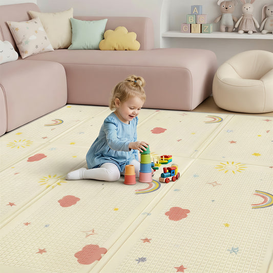 Extra Large Foldable Reversible ABC Play Mat Waterproof Non-Toxic Foam Padded Mat Stain-Resistant Easy to Wipe Clean for Infants Toddlers Tummy Time Indoor Outdoor Use Christmas Halloween