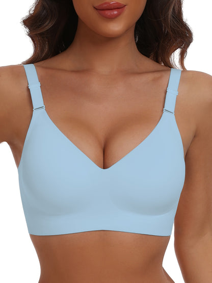 Seamless Wireless Push-Up Bra-V Neck Design, Comfortable, Supportive Intimate Apparel for Women