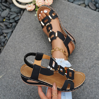 2026 New Black Womens Platform Wedge Sandals Summer Shoes for Women - 2.17inch Woven Wedge Platform Adjustable Golden Buckle Metal Accents Comfy Open Toe Cut-Out Slip-On All Day Wear Ideal Beach Vacation Everyday Style, Women Shoes