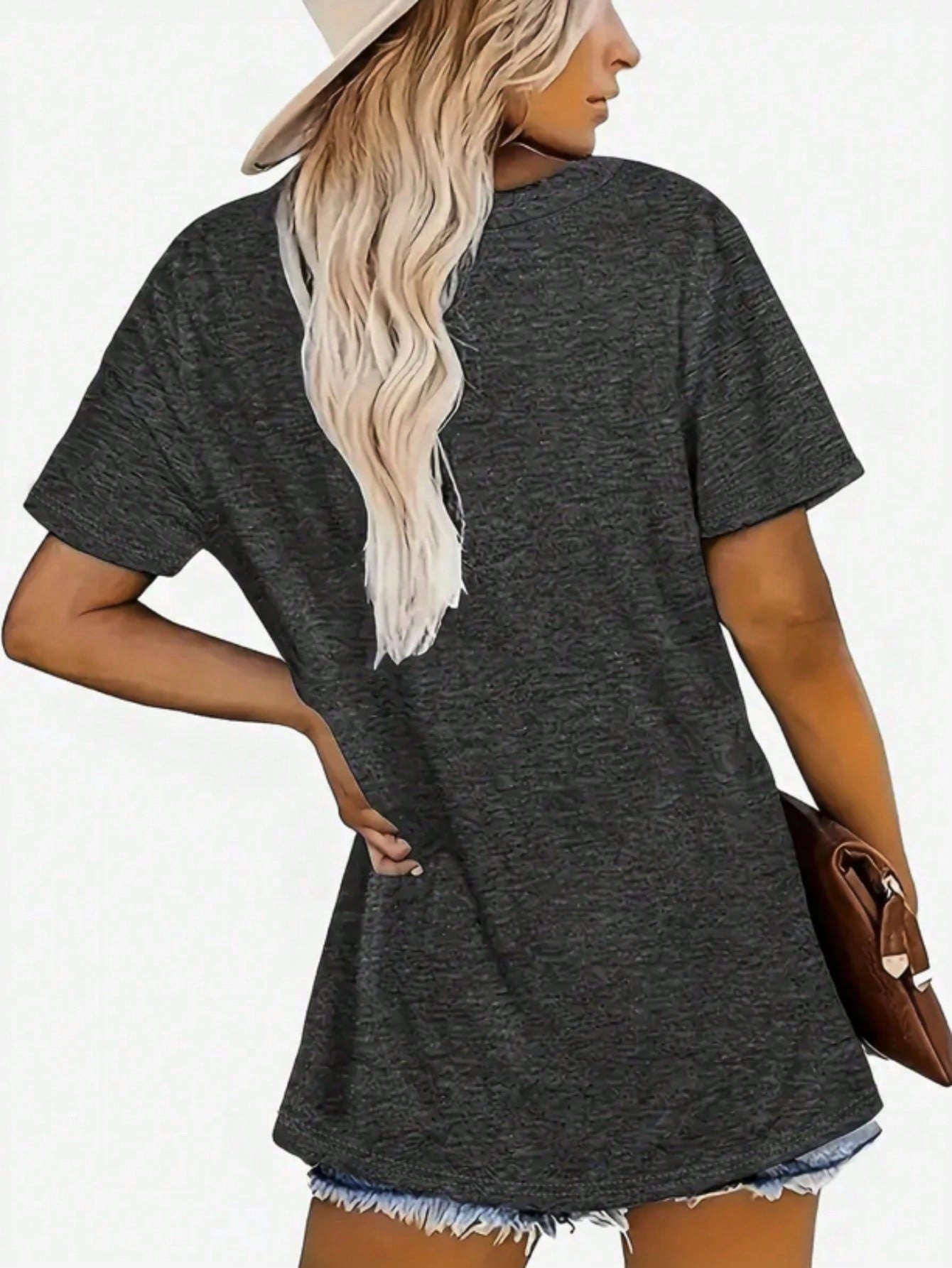 Plus Size, Plus Size Comfortable Short Sleeve Round Neck Top