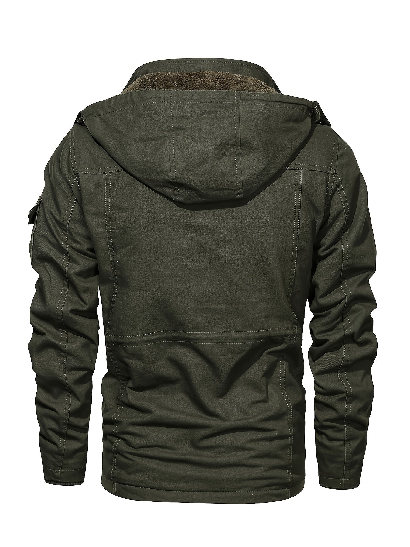 Men'S Jackets Fleece Lined Work Coats Warm Cargo Jackets with Hood